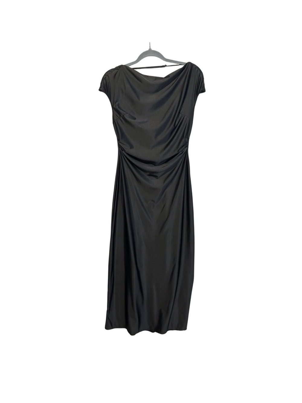 Classic Black Draped Midi Dress - Brand Unspecified